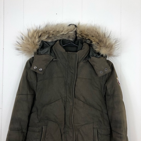 Sud Express Down Bomber Jacket Fur Hood Sz S - Picture 2 of 16